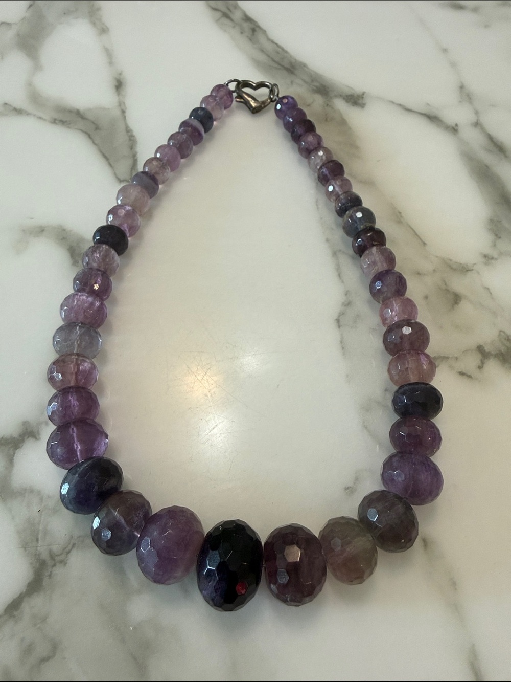 Amethyst 8” necklace with silver fasteners